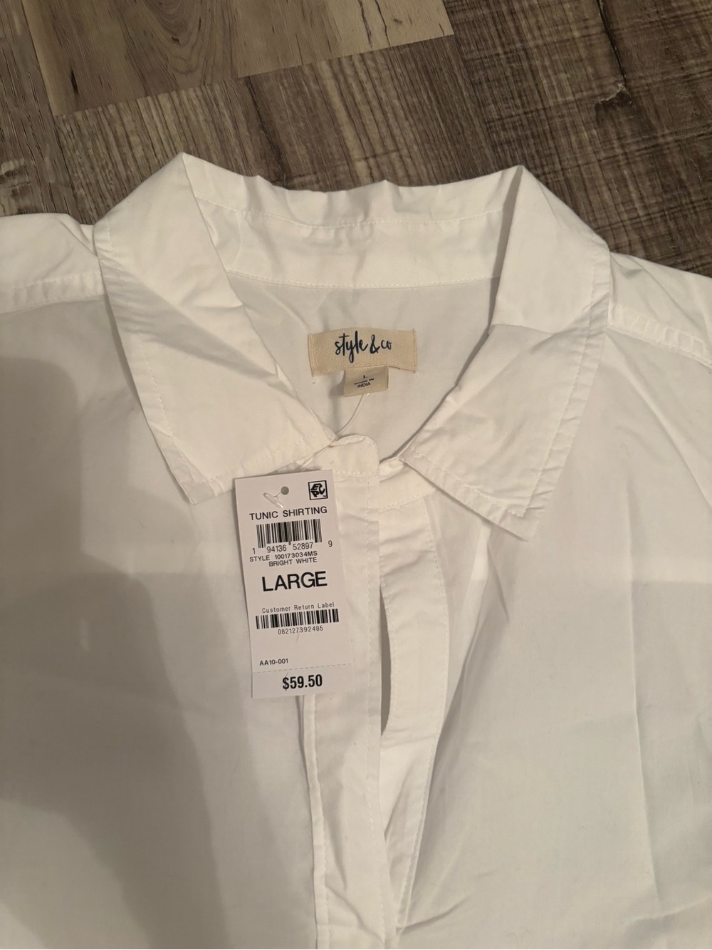 Style & Co. White Women’s Casual 1/2 Button-Down Tunic